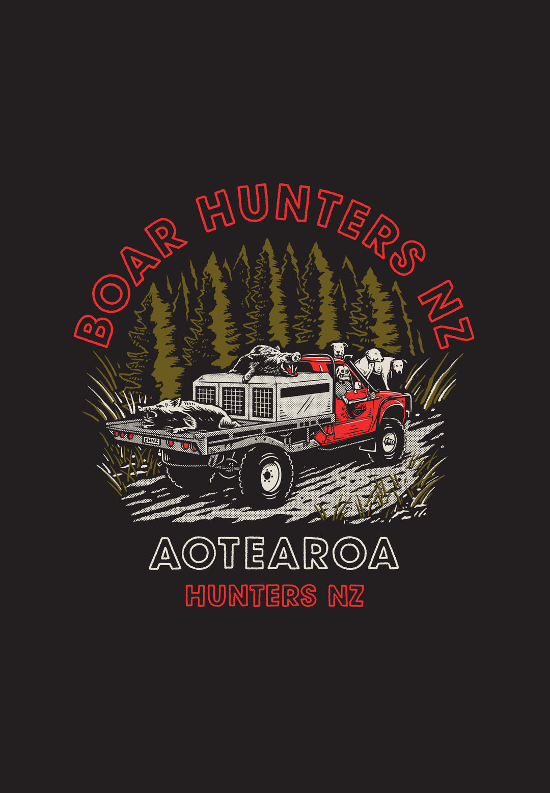 Boar Hunters NZ Mens Tee (Red)